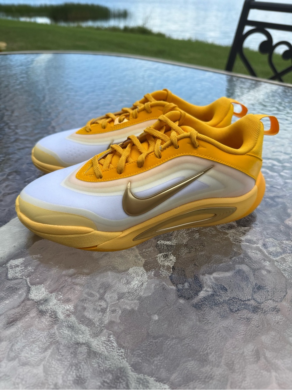Nike A'One GS Sunshine Topaz Gold Basketball Shoes HF7001-700 Size 4Y women 5,5